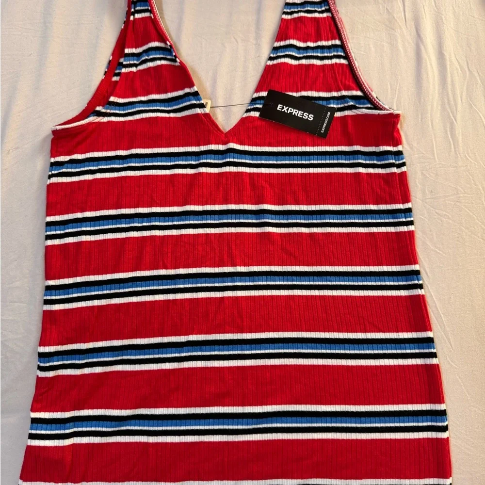 Express Red and Black Striped Tank Top - Picture 1 of 2